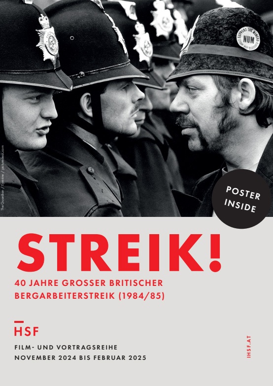 Cover des Folders Streik! 40 Jahre großer britischer Bergarbeiterstreik (1984/85) © IHSF