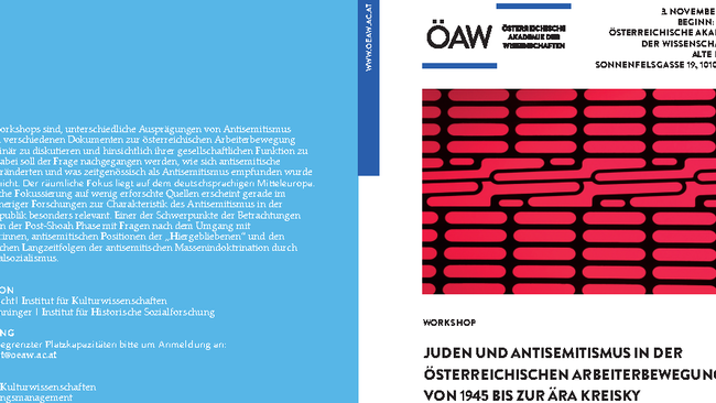 Folder Juden und Antisemitismus in der österreichischen Arbeiterbewegung von 1945 bis zur Ära Kreisky © ÖAW