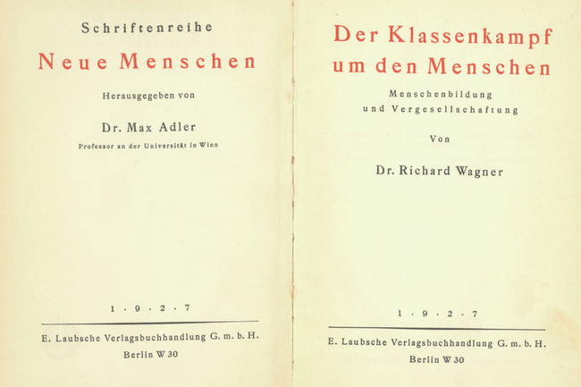 Ausgabe von Richard Wagners Publikation von 1927 © E. Laubsche Verlagsbuchhandlung GmbH Berlin 