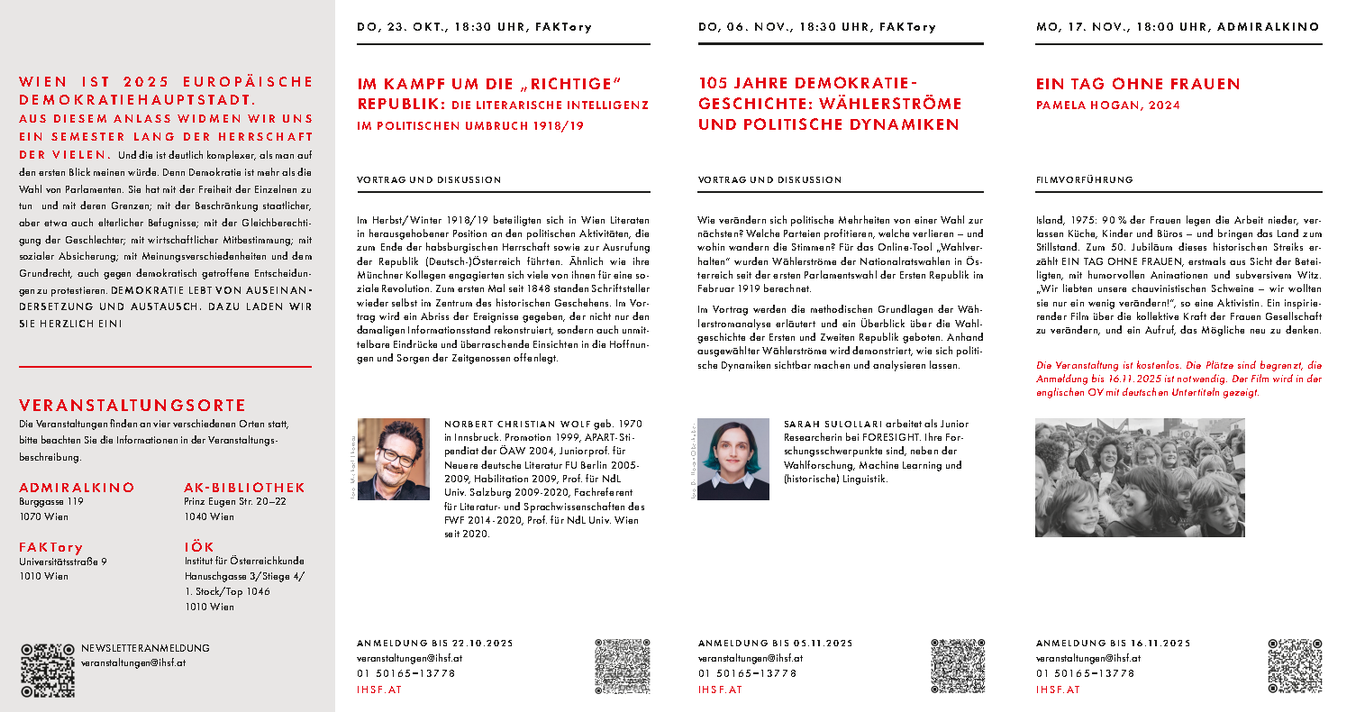 Programmflyer IHSF WiSe 2025/26 - Demokratie © IHSF
