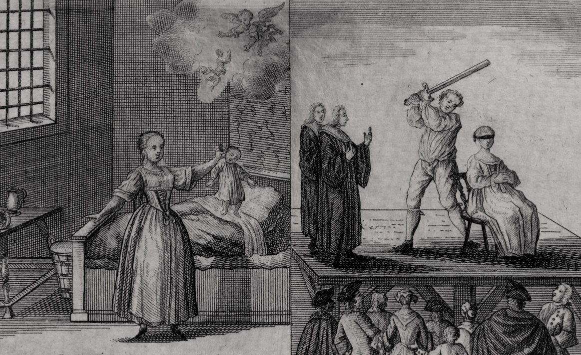 Bildliche Darstellung eines indirekten Selbstmordes (Kindsmord und folgende Hinrichtung). © Stadtarchiv Augsburg